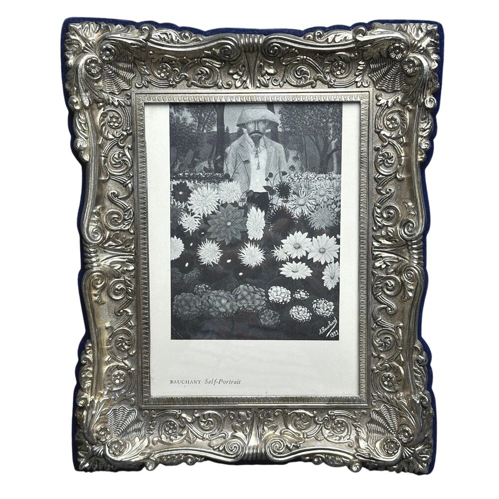 Vintage Godinger 5x7 silverplate ornate frame Baroque Rococo vintage 1938 print